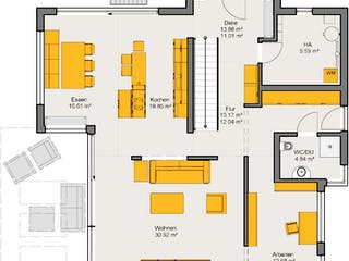 Fertighaus Satchmo von Büdenbender Hausbau, Cubushaus Grundriss 1