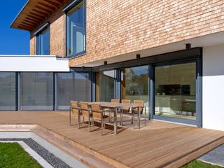 Fertighaus Bullinger - Kundenhaus von Bau-Fritz Schlüsselfertig ab 1240000€, Pultdachhaus Außenansicht 6