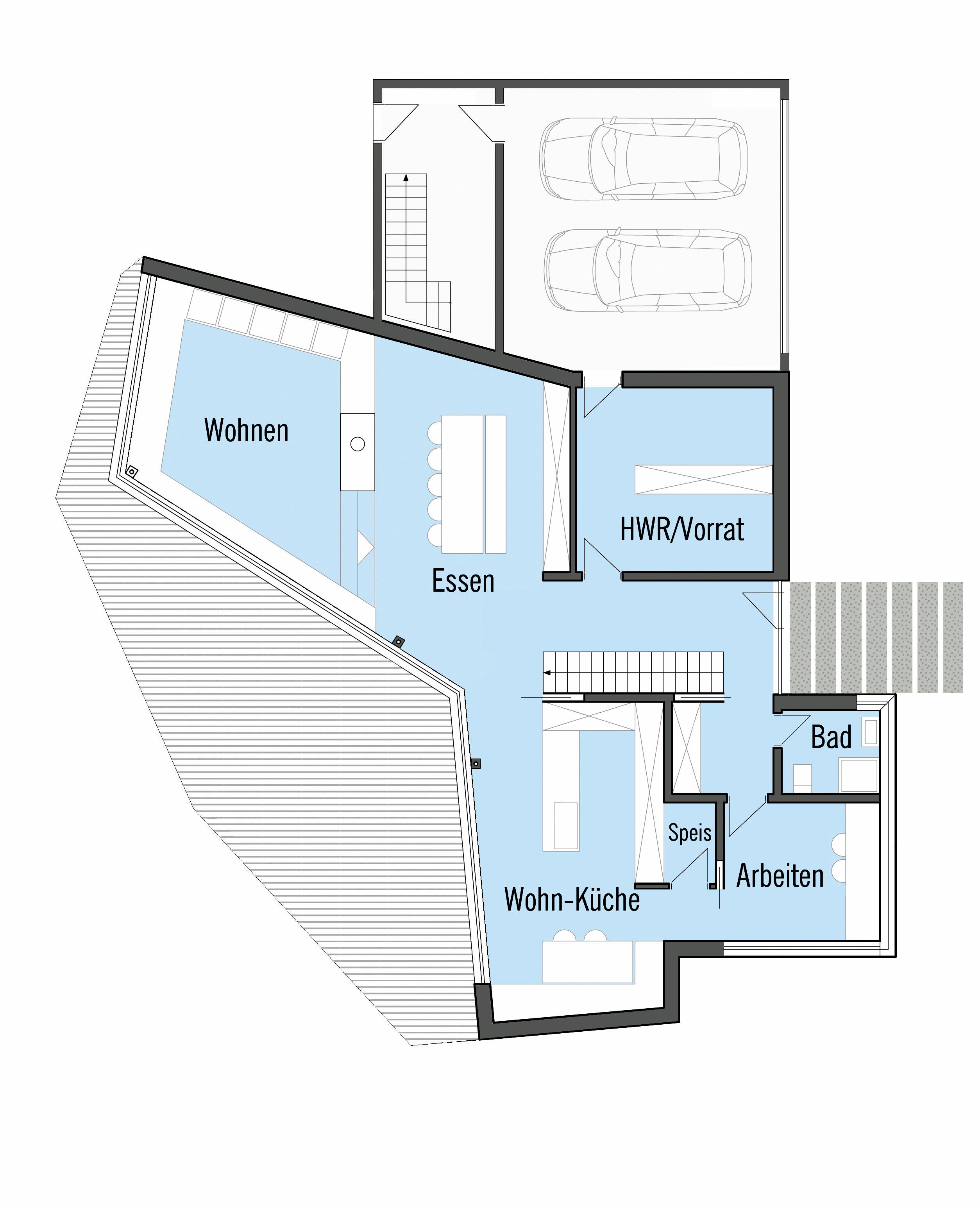 Fertighaus Bullinger - Kundenhaus von Bau-Fritz Schlüsselfertig ab 1240000€, Pultdachhaus Grundriss 1