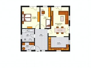 Fertighaus Bungalow 100 von Zimmermann Haus Schlüsselfertig ab 156511€, Bungalow Grundriss 1