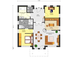 Fertighaus Bungalow 108 von Suckfüll Energiesparhaus Schlüsselfertig ab 162700€, Bungalow Grundriss 1