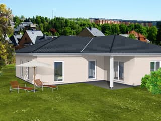 Fertighaus Bungalow 126 von Zimmermann Haus Schlüsselfertig ab 198145€, Bungalow Außenansicht 1