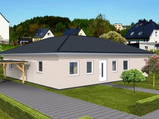 Fertighaus Bungalow 126 von Zimmermann Haus Schlüsselfertig ab 198145€, Bungalow Außenansicht 2