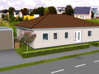 Fertighaus Bungalow 153 von Zimmermann Haus Schlüsselfertig ab 218488€, Bungalow Außenansicht 1