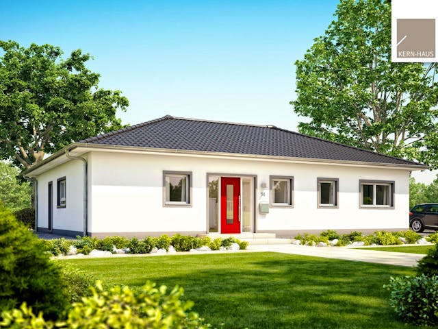 Massivhaus Bungalow Balance von Kern-Haus Schlüsselfertig ab 373900€, Bungalow Außenansicht 1 Massivhaus Bungalow Balance von Kern-Haus Schlüsselfertig ab 373900€, Bungalow Außenansicht 1