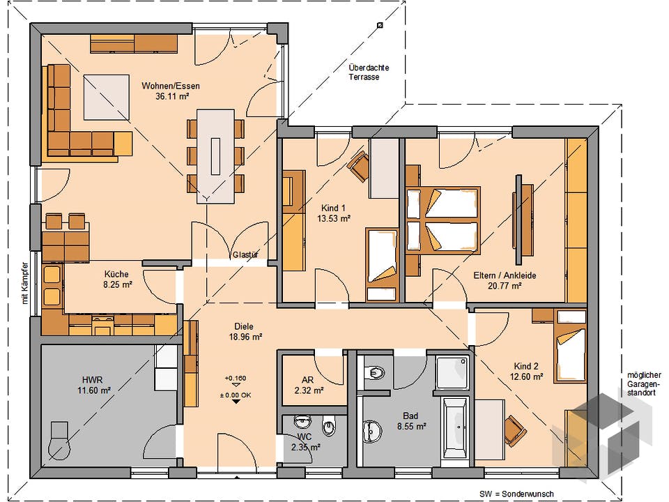 Bungalow Balance von Kern-Haus Grundriss