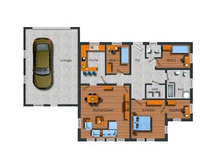 Massivhaus Bungalow Exclusive von Siegerland Massivhaus Ausbauhaus ab 185850€, Bungalow Grundriss 1
