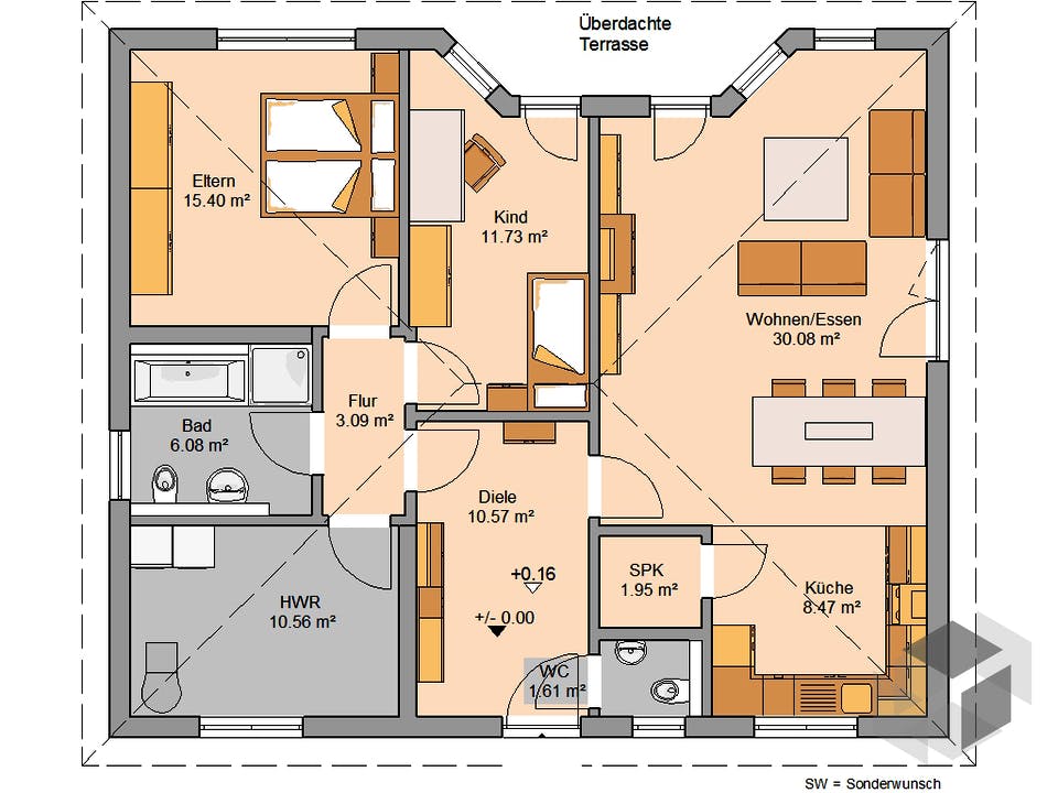 Bungalow Flair von Kern-Haus Grundriss