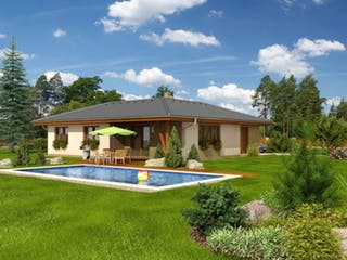 Massivhaus Bungalow Mallorca von CMF Creativ Massiv Flexibel HAUSBAU Schlüsselfertig ab 177400€, Bungalow Außenansicht 2