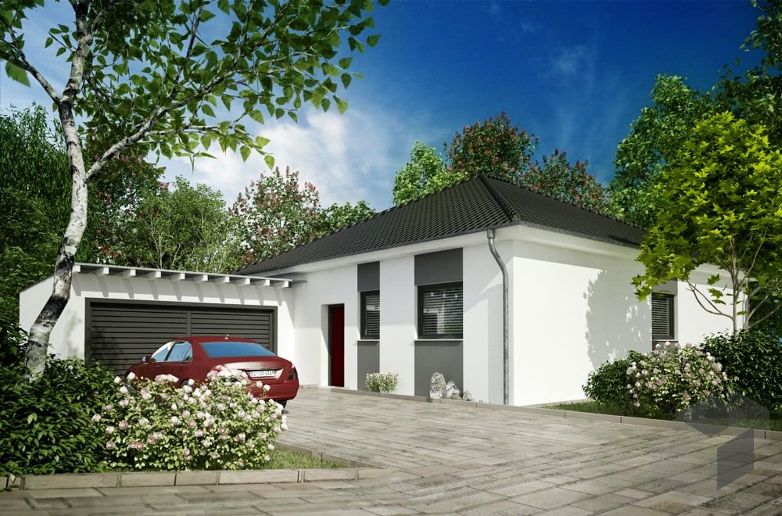 Einfamilienhaus Bungalow mit Doppelgarage von Siegerland Massivhaus