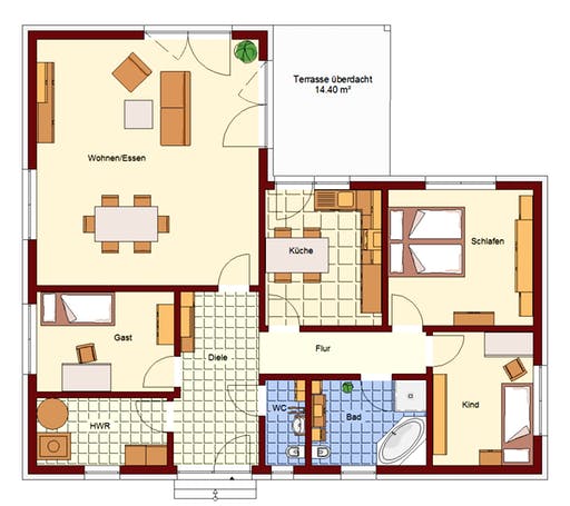 Bungalow Petershagen Floorplan 1