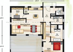 Bungalow Pultdach Grundriss