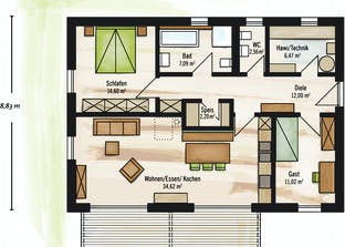 Bungalow Satteldach Grundriss