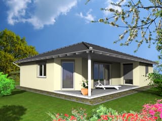 Fertighaus Bungalow Typ 2 von v. Perbandt Holzbau Schlüsselfertig ab 170000€, Bungalow Außenansicht 1