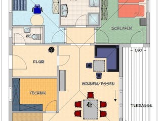 Fertighaus Bungalow Typ 2 von v. Perbandt Holzbau Schlüsselfertig ab 170000€, Bungalow Grundriss 1