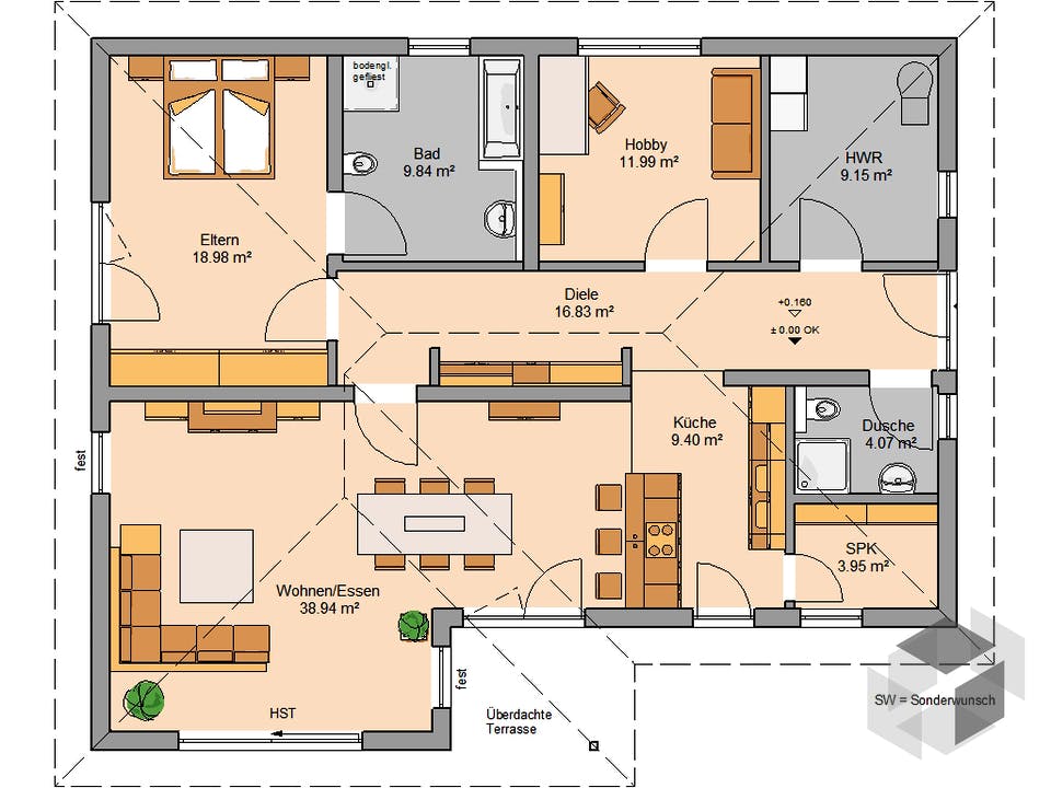 Bungalow Vita von Kern-Haus Grundriss