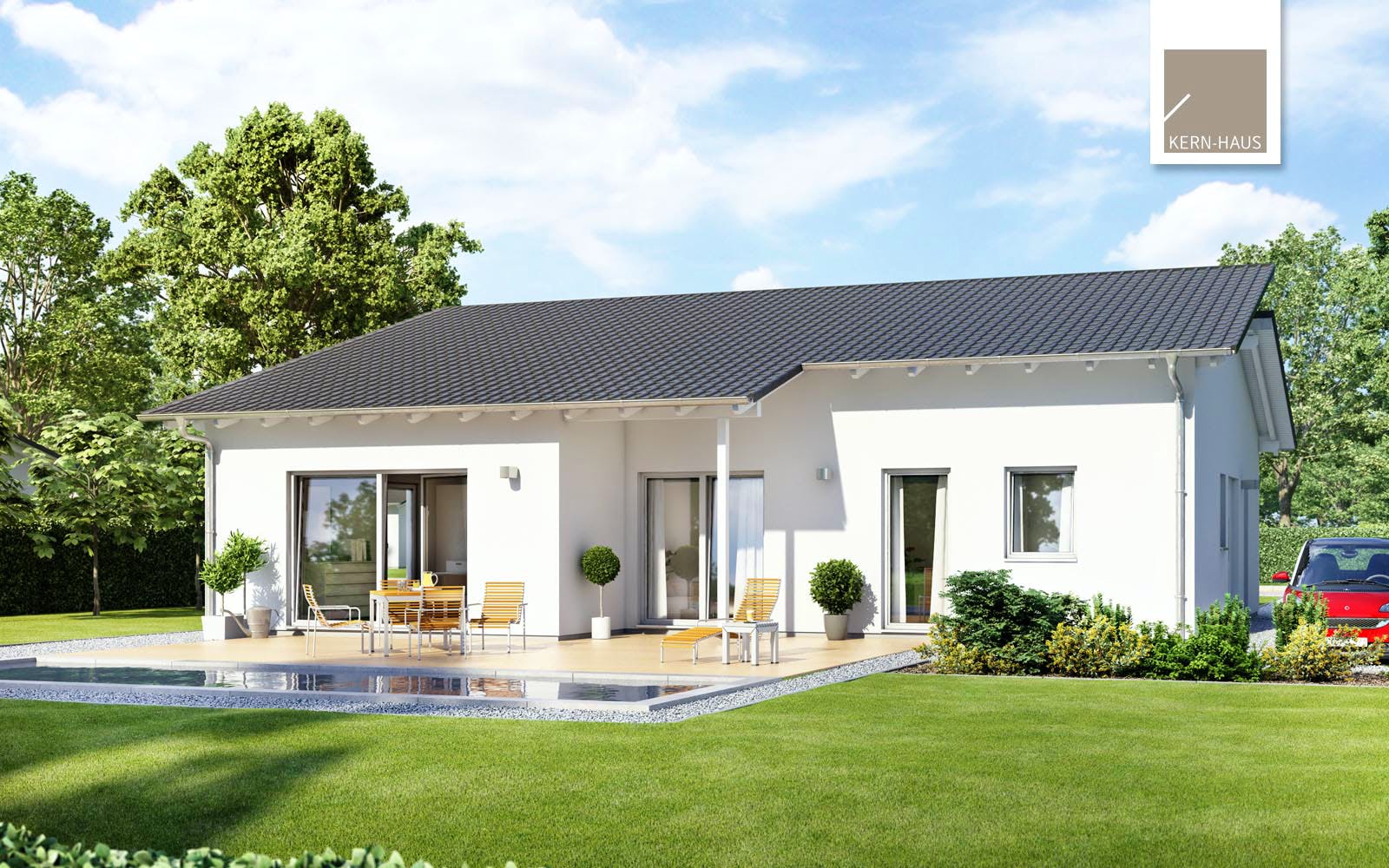 Massivhaus Bungalow Vita Pult von Kern-Haus Schlüsselfertig ab 449900€, Bungalow Außenansicht 1