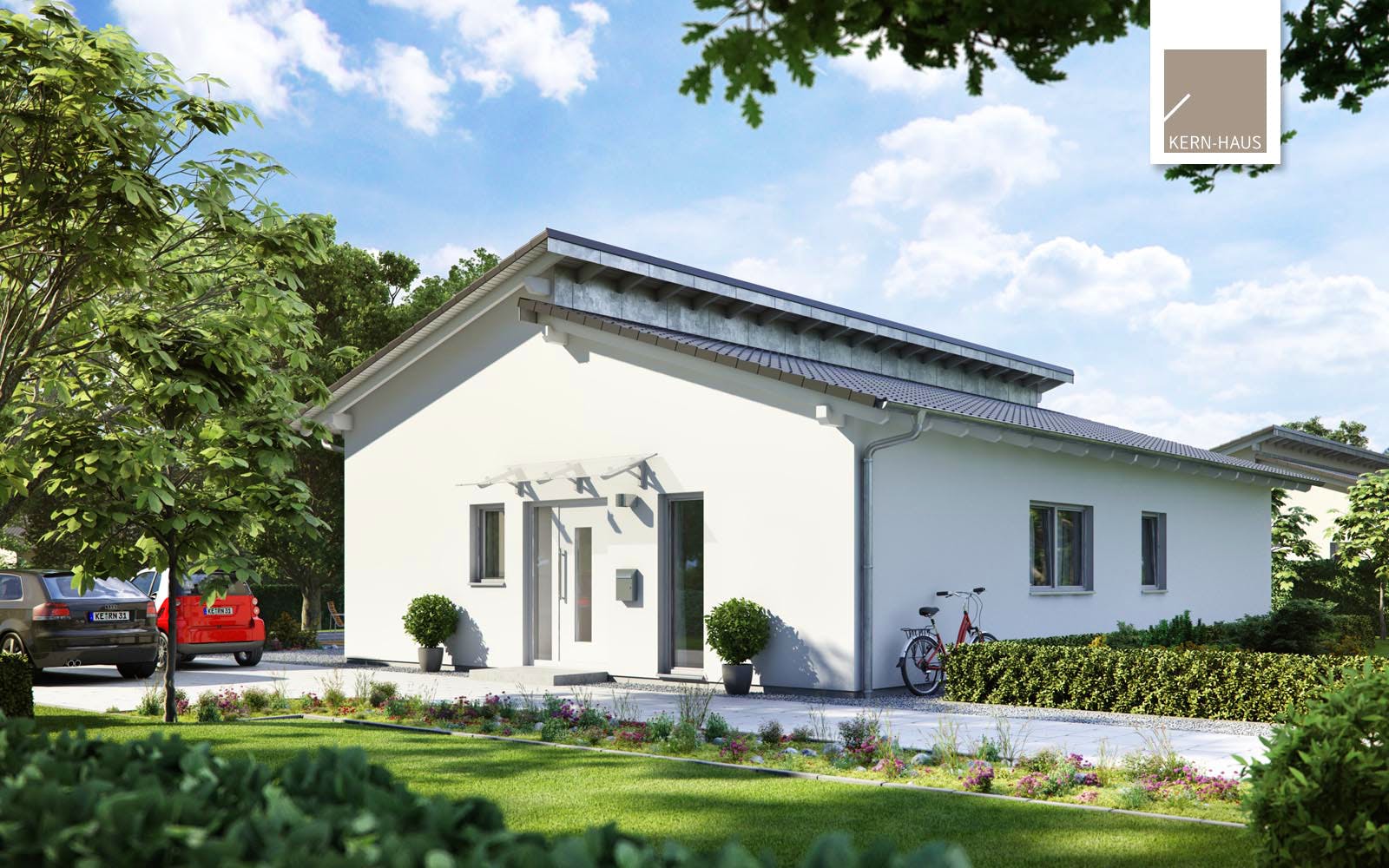 Massivhaus Bungalow Vita Pult von Kern-Haus Schlüsselfertig ab 389900€, Bungalow Außenansicht 2
