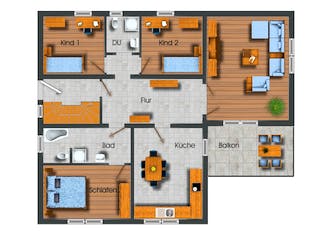 Massivhaus Bungalow vollunterkellert mit Garage von Siegerland Massivhaus Schlüsselfertig ab 240650€, Bungalow Grundriss 1