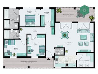 Fertighaus Bungalow XXL von STREIF Haus, Bungalow Grundriss 1