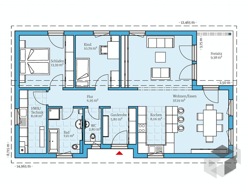 Bungalow 109 von Hanse Haus Grundriss