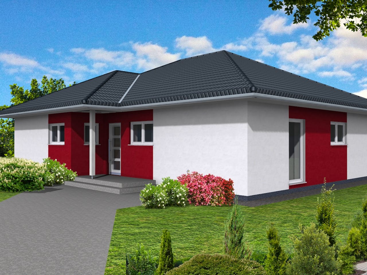 Fertighaus Bungalow 123 von Suckfüll Energiesparhaus Schlüsselfertig ab 391164€, Bungalow Außenansicht 1