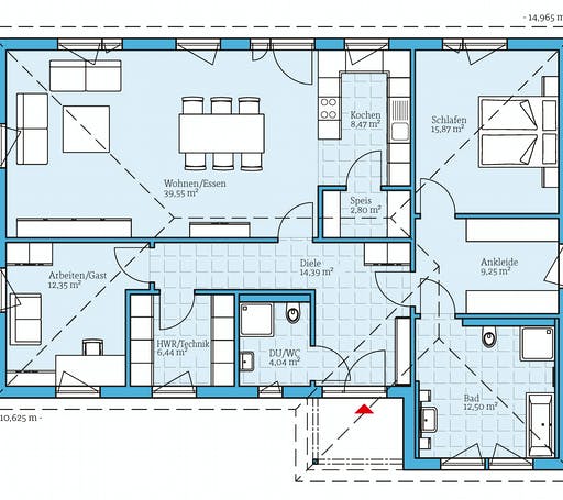 Hanse - Bungalow 126 Floorplan 1