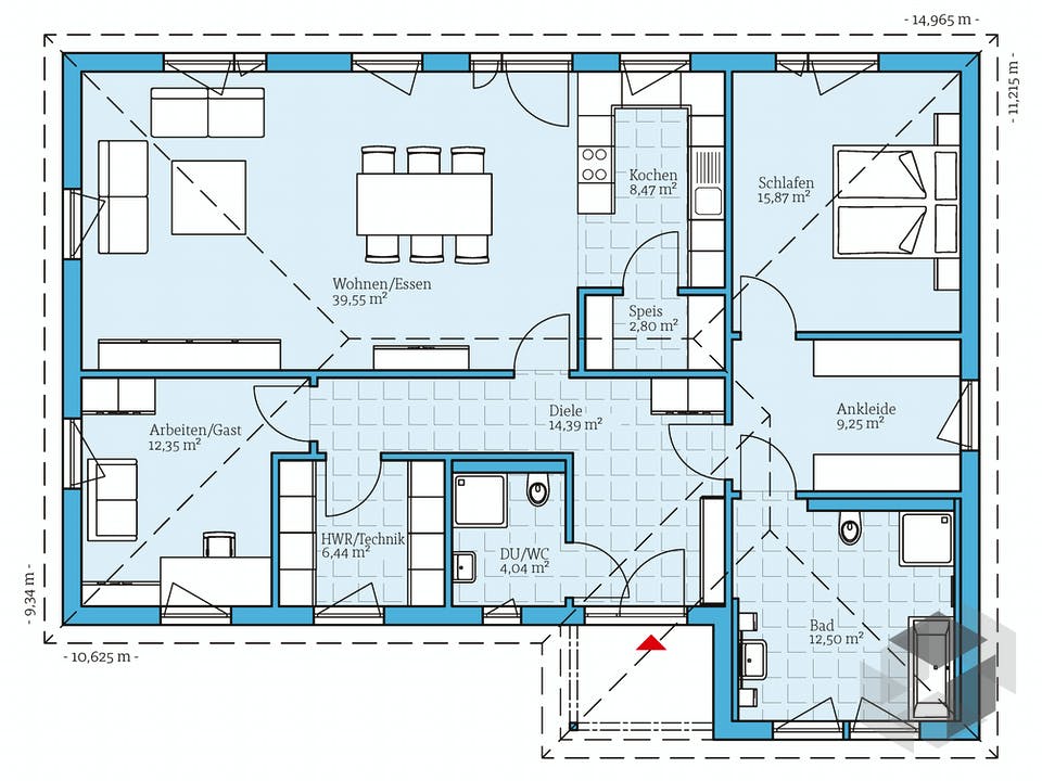 Bungalow 126 von Hanse Haus Grundriss