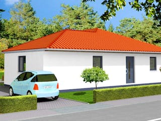 Massivhaus Bungalow 130 von SYSTEMHAUS HAUSVERTRIEB Schlüsselfertig ab 227295€, Bungalow Außenansicht 1