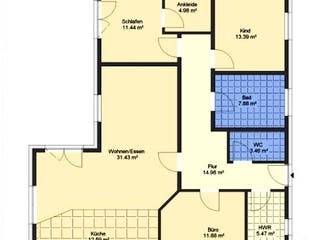 Massivhaus Bungalow 130 von SYSTEMHAUS HAUSVERTRIEB Schlüsselfertig ab 227295€, Bungalow Grundriss 1