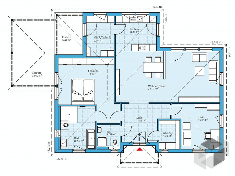 Bungalow 133 von Hanse Haus Grundriss