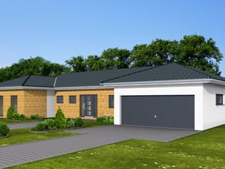 Fertighaus Bungalow 163 von Zimmermann Haus Schlüsselfertig ab 346375€, Bungalow Außenansicht 1