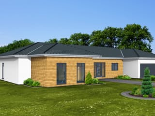 Fertighaus Bungalow 163 von Zimmermann Haus Schlüsselfertig ab 346375€, Bungalow Außenansicht 2