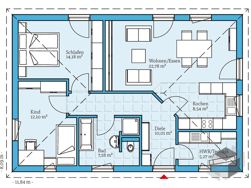 Bungalow 80 von Hanse Haus Grundriss
