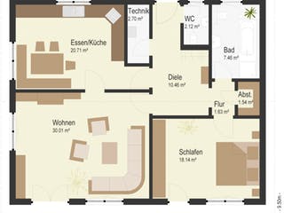 Fertighaus Bungalow 96 von Keitel-Haus, Bungalow Grundriss 1