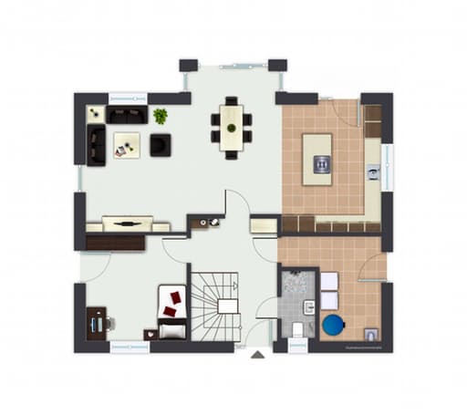 Fertighaus Burbach von GUSSEK HAUS Schlüsselfertig ab 413000€, Satteldach-Klassiker Grundriss 1