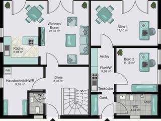 Fertighaus Business von STREIF Haus, Stadtvilla Grundriss 1