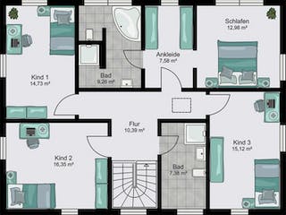 Fertighaus Business von STREIF Haus, Stadtvilla Grundriss 2