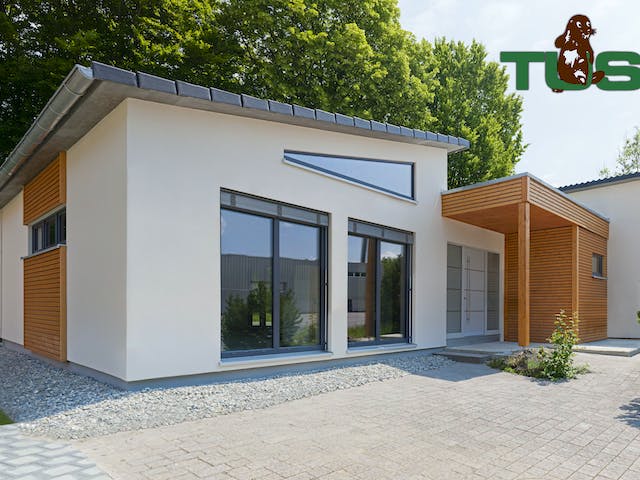 Fertighaus Designhaus von v. Perbandt Holzbau Schlüsselfertig ab 270000€, Bungalow Außenansicht 4
