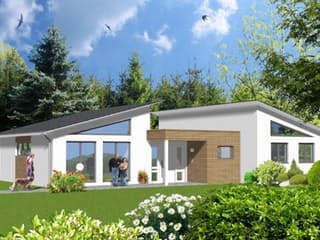 Fertighaus Designhaus von v. Perbandt Holzbau Schlüsselfertig ab 270000€, Bungalow Außenansicht 3