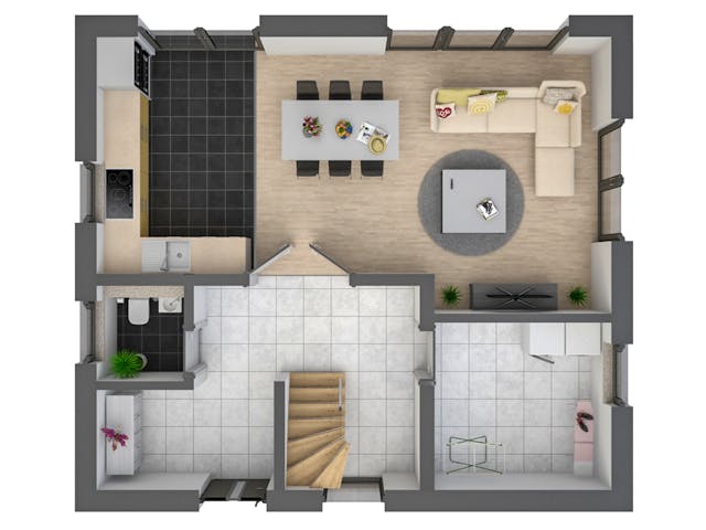 Massivhaus Stadtvilla 120 von Bauwerk Chemnitz Immobilien Schlüsselfertig ab 389000€, Stadtvilla Grundriss 1