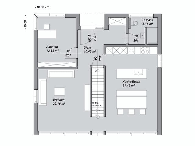 Fertighaus Referenzhaus 1 von Bittermann & Weiss Holzhaus Schlüsselfertig ab 307500€, Satteldach-Klassiker Grundriss 1