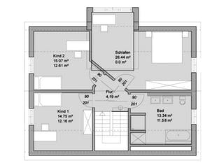 Fertighaus Referenzhaus 2 von Bittermann & Weiss Holzhaus Schlüsselfertig ab 293300€, Satteldach-Klassiker Grundriss 2