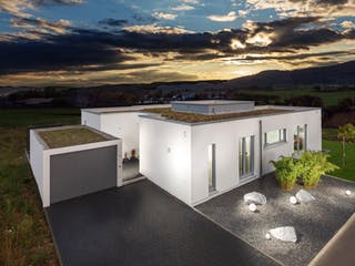 Fertighaus Referenzhaus 3 von Bittermann & Weiss Holzhaus Schlüsselfertig ab 323500€, Bungalow Außenansicht 1