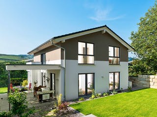 Fertighaus Referenzhaus 4 von Bittermann & Weiss Holzhaus Schlüsselfertig ab 262755€, Satteldach-Klassiker Außenansicht 1