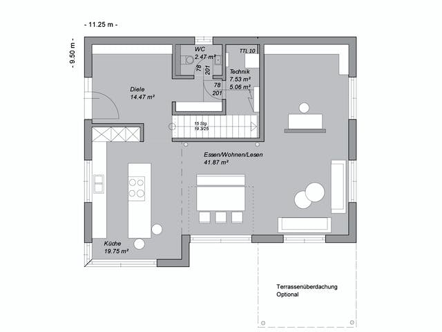 Fertighaus Referenzhaus 4 von Bittermann & Weiss Holzhaus Schlüsselfertig ab 262755€, Satteldach-Klassiker Grundriss 1