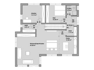 Fertighaus Referenzhaus 6 von Bittermann & Weiss Holzhaus Schlüsselfertig ab 356000€, Satteldach-Klassiker Grundriss 1