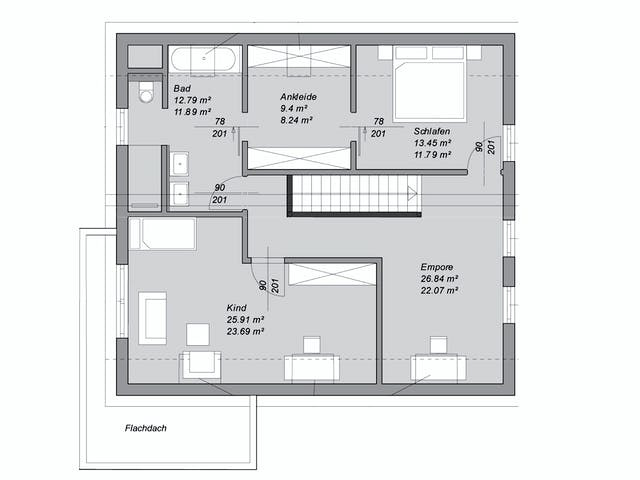 Fertighaus Referenzhaus 6 von Bittermann & Weiss Holzhaus Schlüsselfertig ab 356000€, Satteldach-Klassiker Grundriss 2