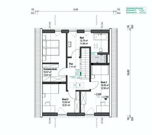 Fertighaus Chausseestraße 126 von bauen.WIEWIR Schlüsselfertig ab 291400€, Satteldach-Klassiker Grundriss 1