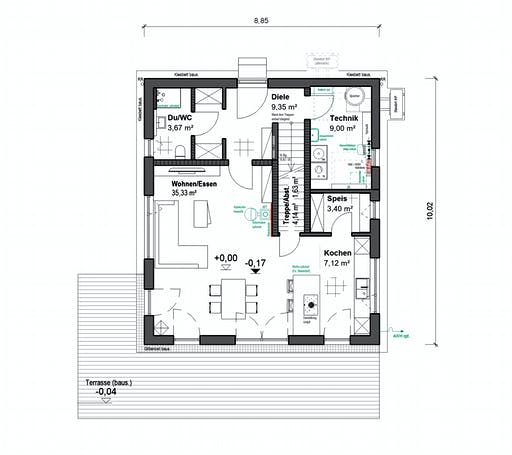 Fertighaus Chausseestraße 126 von bauen.WIEWIR Schlüsselfertig ab 291400€, Satteldach-Klassiker Grundriss 2